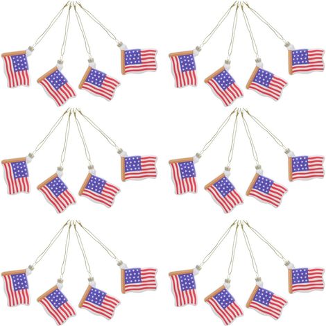 24 Pièces D'ornements Suspendus Drapeau Américain en Plastique Résistant, Décoration Patriotique 3D pour Fête de L'indépendance et Affichage à Domicile du 250e (1/5)