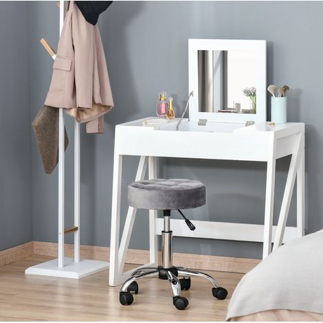 MEUBLIV Taburete de salón con ruedas 35 cm gris claro – altura regulable, sin respaldo (1/5)
