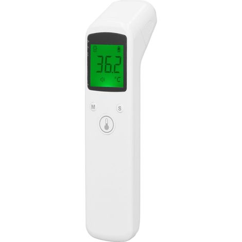 Thermomètre frontal portable à infrarouge avec signal sonore, grand écran clair, boîtier en ABS blanc. (1/5)