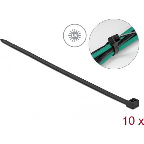 Delock Sujetacables resistente a los rayos UV LA 920 x AN 9,0 mm negro, 10 piezas