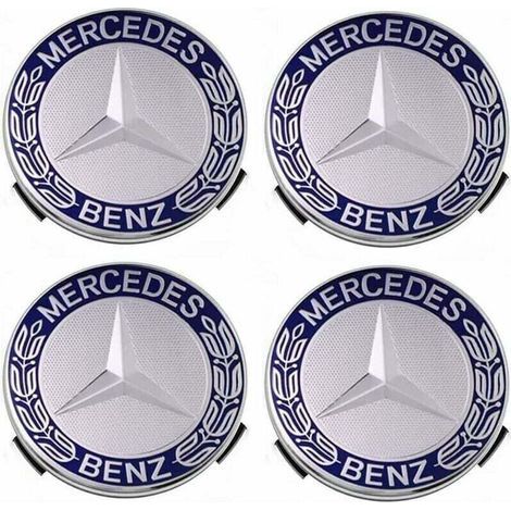 Satz mit 4 Radkappen, passend für Mercedes-Benz 75 mm – Blau, TRIMEC