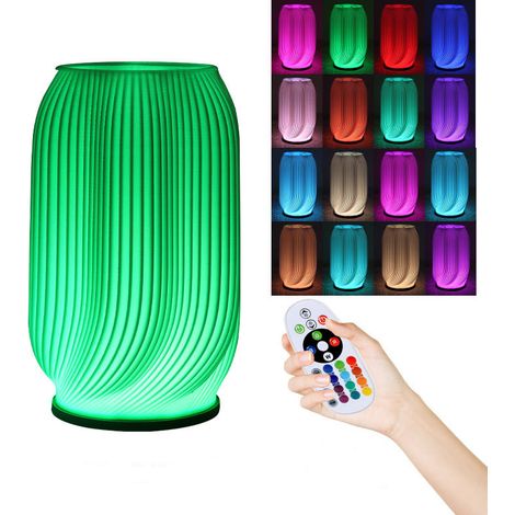 Vase LED imprimé en 3D – Vase lumineux RGB décoratif – 16 couleurs réglables – Lampe de chevet minimaliste pour salon, bureau et chambre (1/4)