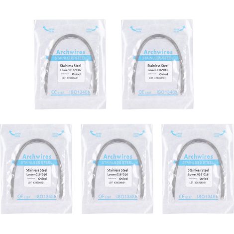 50 fils orthodontiques en acier inoxydable pour arcade inférieure, dimensions 0.16x0.16 pouce, idéal pour dentistes et traitements dentaires. (1/5)