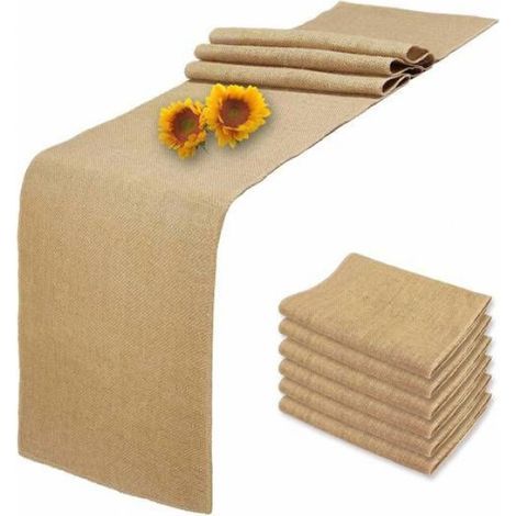 Tischläufer – Naturjute – 30,5 x 183 cm – Für Hochzeiten, Partys, Küche, Couchtisch – 6er-Set (1/5)