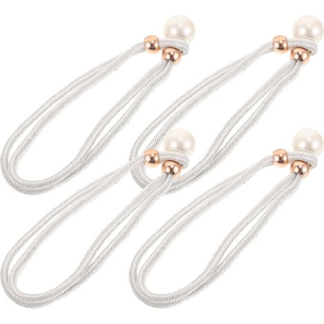 Lot de 4 Embrasses de Rideaux Perles Nacrées Sangles Décoratives pour Fenêtre Tissage Double Brin Haute Densité Couleur Jaune Clair Accessoires Pratiques pour Maintien de (1/5)