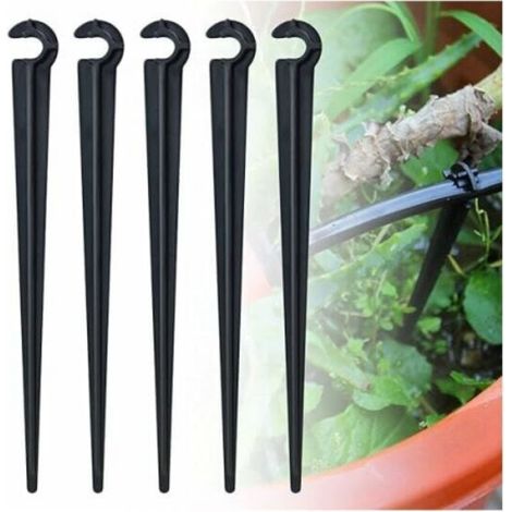 Lot de 100 supports de tuyaux d'irrigation en PE, piquet de fixation au sol, crochet de support de tuyau d'irrigation (1/5)