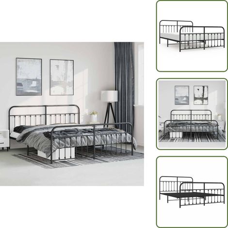 Cama de invitados - vidaXL Estructura cama sin colchón con estribo metal negro 183x213 cm - Cama de metal