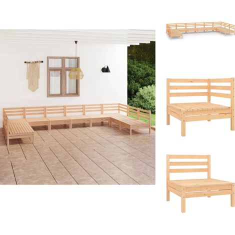 Gartenmöbel-Sets - Living 10-tlg. Garten-Lounge-Set Massivholz Kiefer (1/5)