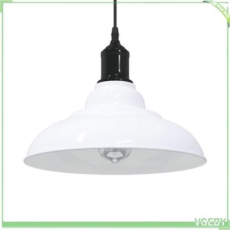 4103442 Lampe suspendue réglable hauteur E27 blanc brillant 31cm métal (1/5)