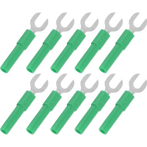 Lot de 10 connecteurs fil à fourche Y laiton PVC trou 4mm/0.2in 30Vac-60Vdc max 10A pour auto bateau solaire (1/5)