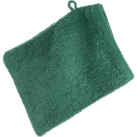 EUROFIRANY Waschhandschuh aus glatter Baumwolle, 16 x 21 cm, dunkelgrün (1/2)