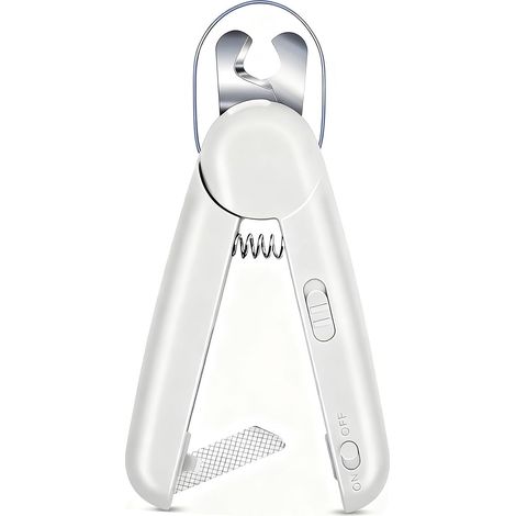Krallenschere mit LED-Licht (inkl. Nagelfeile), geeignet für Katzen, Kätzchen und kleine Hunde – weiß