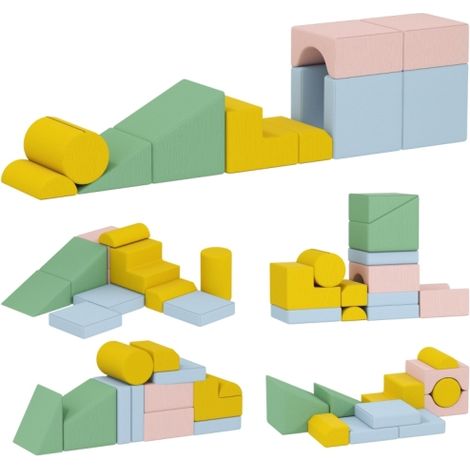 Softbaustein-Set für Kinder, 12-teiliges Stoffblock-Set, Schaumstoff, Cordbezug, waschbar, Pastellbunt 
On-Site