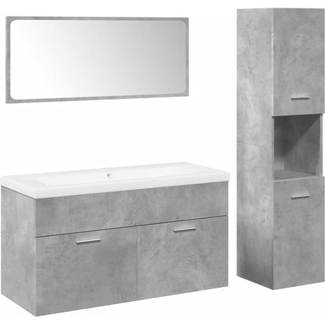 Maison Exclusive - Set Mobili da Bagno 4 pz Grigio Cemento in Legno Multistrato