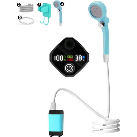 Pompe de douche de camping portable rechargeable avec affichage numérique intelligent, 6000 mAh, DUBUNS-AquaForge (1/5)