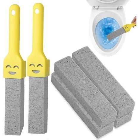 6Pcs Pierre Ponce Brosse WC, Brosse de Nettoyage Pierre Ponce avec Deux Poignées, Remplaçable Brosse Piscine Pierre Ponce pour Enlever Le Calcaire des Toilettes, Produits de Nettoyage (1/5)