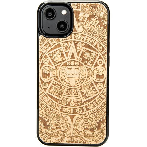 Custodia in legno Bewood per iPhone 14 CALENDARIO AZTECO ANIEGRE (1/5)