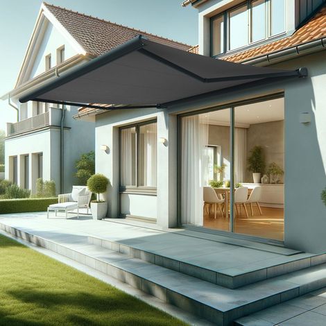 Toldo cofre ALTEA 4,05x3,50 M (Motorizada con mando a distancia + Maniobra manual de emergencia (manivela) - Gris antracita estructurado RAL7016ST - Gris grafito) (1/5)