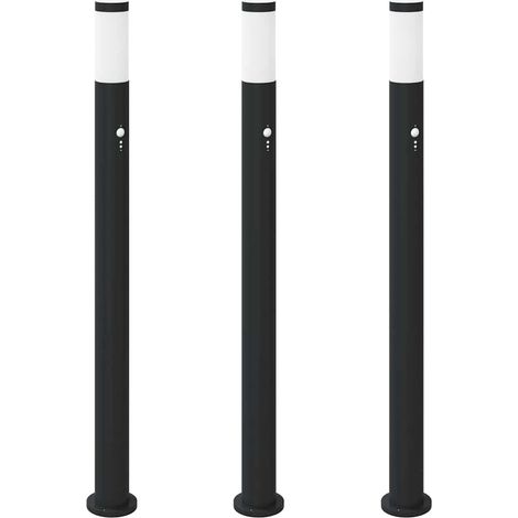 Lampioni a paletto con sensore 3 pz 110 cm Acciaio Inox IP44 vidaXL (1/5)