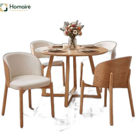 Esszimmerstuhl Holz natur en Rattan 57 x 49 x 74 cm HOMAIRE (1/5)
