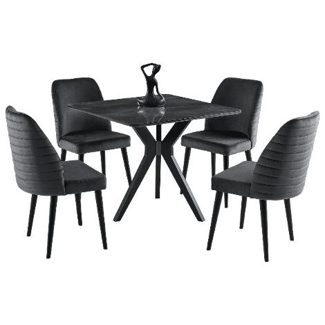 Petite table à manger carrée Korza 80cm-Couleur Noir (1/5)