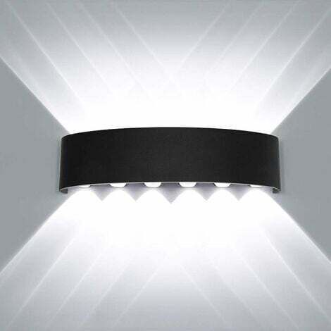 Applique Murale Interieur LED 12W Noir en Aluminium, Lampe Murale Moderne Up Down Spot Lampe pour Salon Chambre Hall Escalier Pathway (Blanc froide) (1/3)