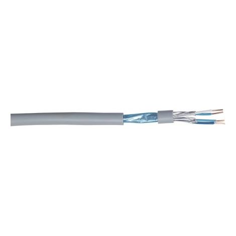 Câble téléphonique CAE Groupe 4 conducteurs, 24 AWG 2 paires, L 100m, Blindé Ruban aluminium Gris, Gaine PVC ( Prix pour Bobine de 100 Mètres )