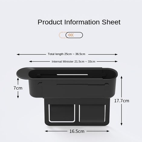 1 pair Color: Black Material: Plastic Car seat gap retractable storage box Car storage box (1/3)