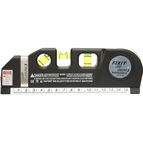Niveau laser 4 en 1 (points, lignes, faisceaux croisés), niveau à bulle, mètre ruban (1/5)