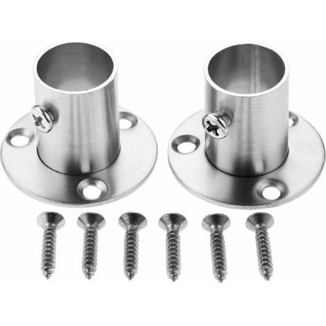 Lots de 2 Supports avec Bride pour Tringle de Penderie - Acier Inoxydable (1/5)