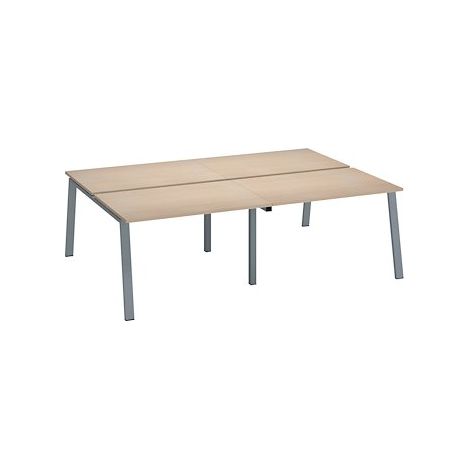 Pôle de 4 bureaux droits chêne clair L 120 x P 80 cm piétement métal aluminium - Arch - Maxiburo
