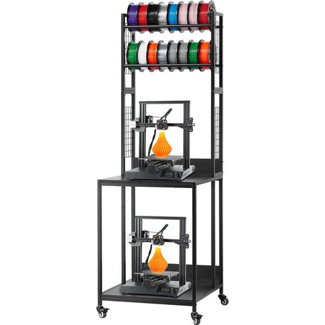 Support de Rangement de Filaments Mobile 4 Niveaux, Étagère de Stockage de Filaments et Imprimante 3D, Porte-bobines de Filament sur Roulettes, Support Organisateur pour Studio d'Impression 3D (1/5)