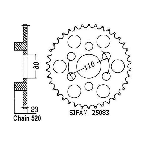 Couronne transmission Sifam pour moto Aprilia 125 AF1 Futura 1990