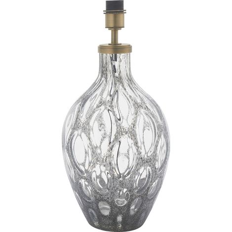 Merano Vibo Lampe de Table Charcoal Artisan Glass & Matt Antique Brass Plate (1/5)