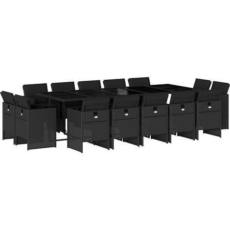 Maison Exclusive - Set da Pranzo da Giardino 15 pz con Cuscini Nero in Polyrattan