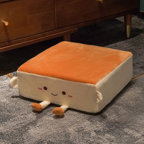 Coussin de sol en forme de losange marron, motif cartoon mignon, antidérapant, épais, amovible avec fermeture éclair, en peluche rhombique (1/5)