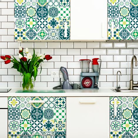 Sticker Mural Carrelage adhésif Cuisine Salle de Bain - 30 STICKERS CARRELAGES MEUBLE GUTIÉRREZ - 30stickers10x10cm (1/5)