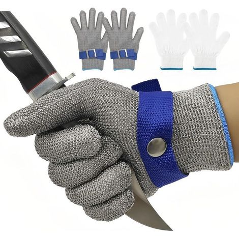 Gants résistants aux coupures Gants de boucher en acier inoxydable 316L Protection de niveau 9 Gant de travail XXXL(Un gant) (1/5)