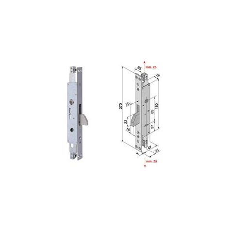 SERRATURA TRIPLICE INFILARE PER MONTANTI SOLO CATENACCIO 285.35- - mm.35 (285.35.01.0) - 1 pezzi WELKA