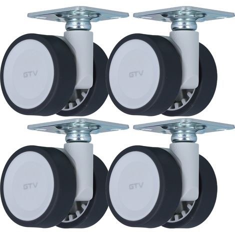 Laufrolle Doppel-Möbelrolle Ø 50mm Lenkrolle Anschraubplatte 4er Set Rolle