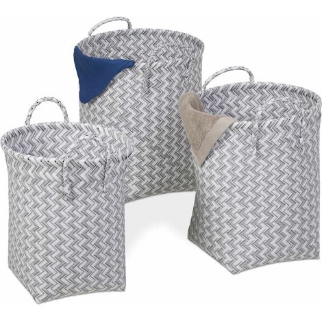 Juego de 3 cestas de ropa tejidas