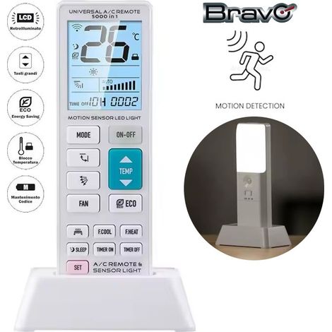 BRAVO EASY PLUS LUX TELECOMANDO UNIVERSALE PER CLIMATIZZATORI E CONDIZIONATORI (1/5)