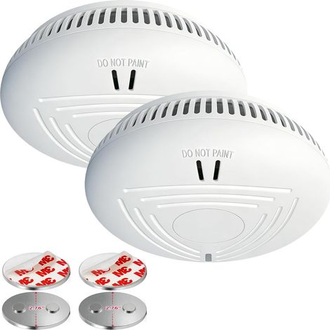 Detecteur de Fumée avec 10 Ans Pile– Installation Facile Alarme Incendie détecteur fumée sans Percage avec Support Magnétique, Idéal pour Maison, Appartement et Location (Lot de 2, Blanc) (1/5)