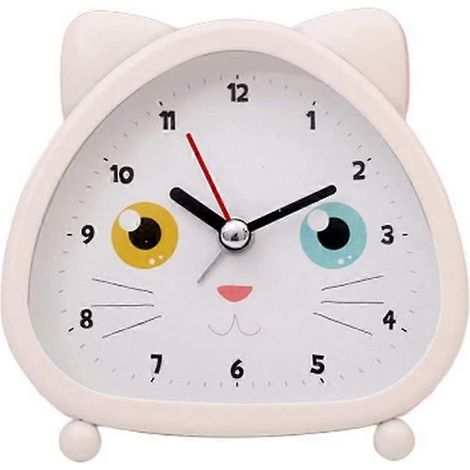 Réveil animal mignon, petit réveil silencieux à piles en forme de chat, horloge de chambre (1/4)