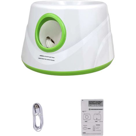 Lanzador de pelotas para perros, distancias ajustables, diseño portátil recargable, color verde. (1/2)