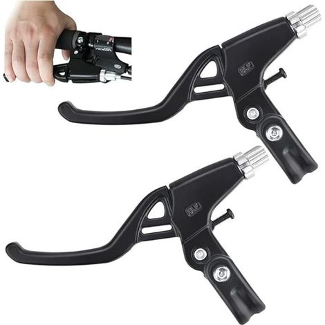 1 paire de leviers de frein de vélo en alliage d'aluminium leviers de frein de vélo vélo de route noir vélo de route de montagne leviers de frein de vélo pour guidon de 22 mm de diamètre (1/5)