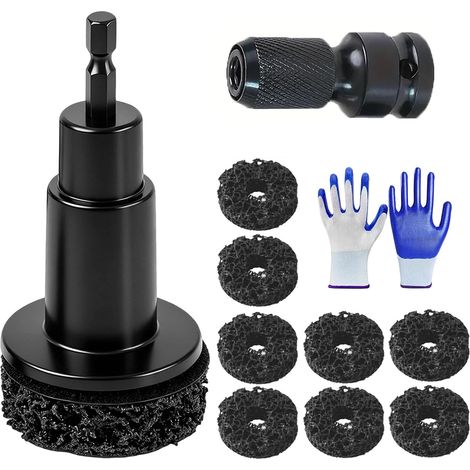 Ponceuse de moyeu de roue, meuleuse de moyeu avec adaptateur de visseuse à percussion 1/2" et 8 tampons de ponçage interchangeables, meuleuse de moyeu de roue pour la restauration des jantes (1/5)