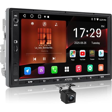 Autoradio 2 Din Android, 7" Écran Tactile Récepteurs multimédia, Connexion WiFi/Bluetooth/USB, Caméra de recul, 24B-EQ DSP, 2G+32G, FM/RDS (1/5)