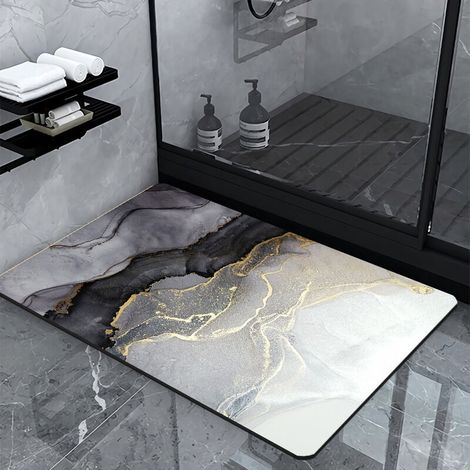Tappetino da bagno in terra diatomacea, antiscivolo, assorbente, ad asciugatura rapida, ecologico, facile da pulire, 50 x 80 cm - Crezuo