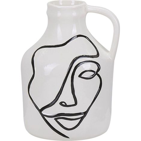 Flower Vase AGRINION Stoneware 19 cm White